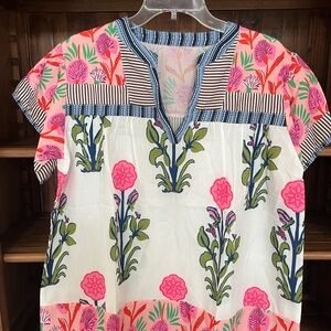 Floral and Striped Tunic Top